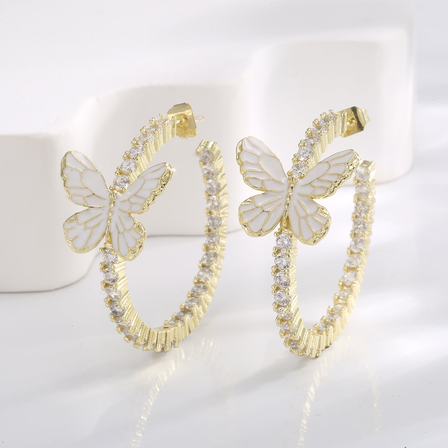 White Butterfly Earrings
