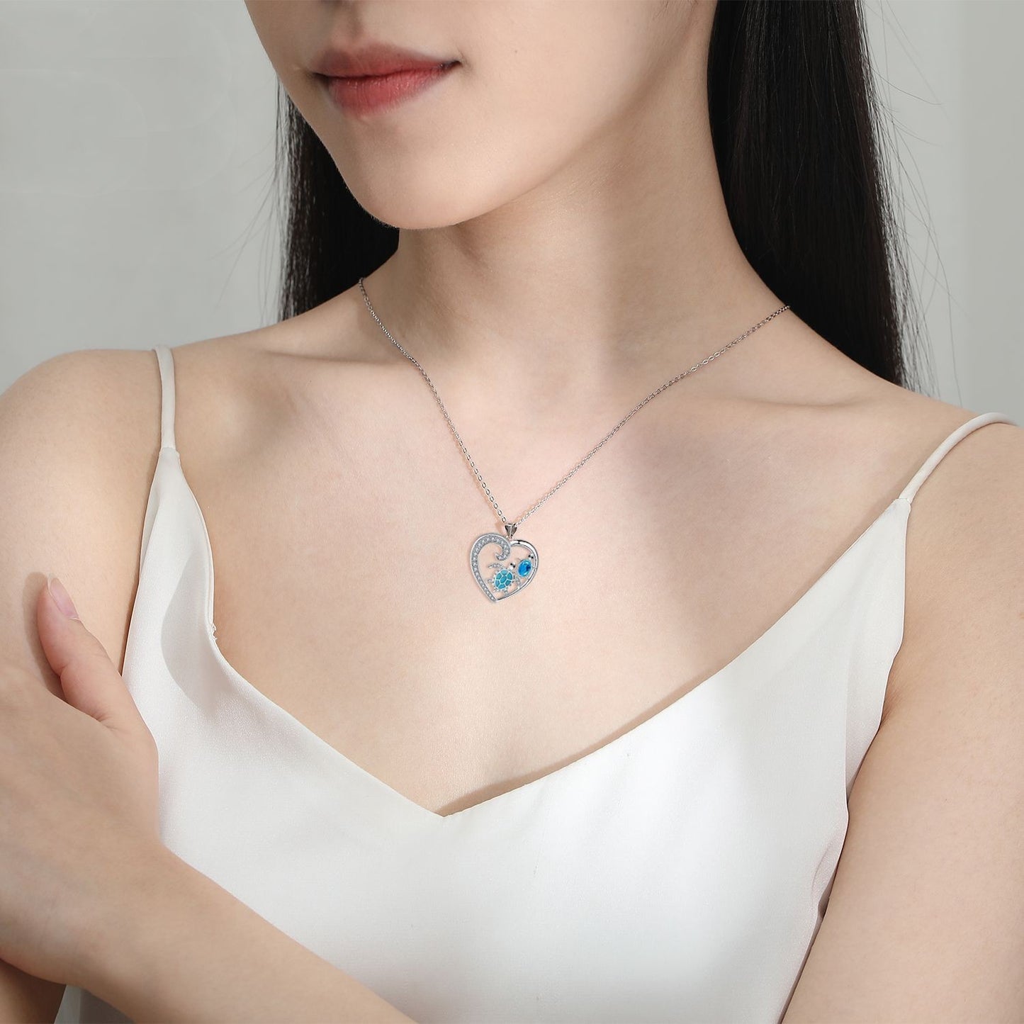 Turtle heart necklace