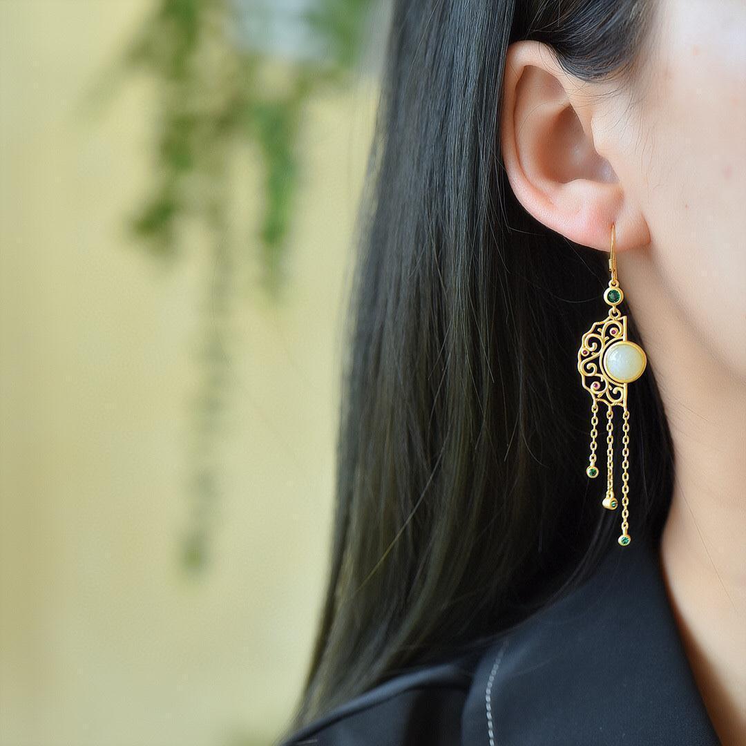 Sterling Silver Gilding Enamel Earrings