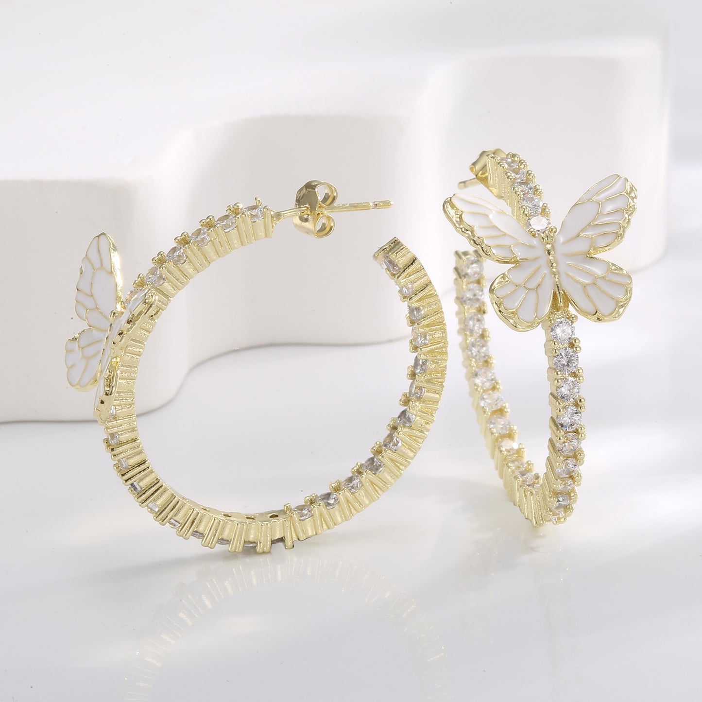 White Butterfly Earrings