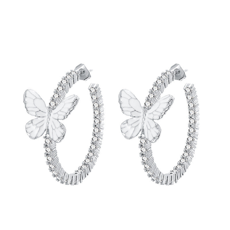 White Butterfly Earrings