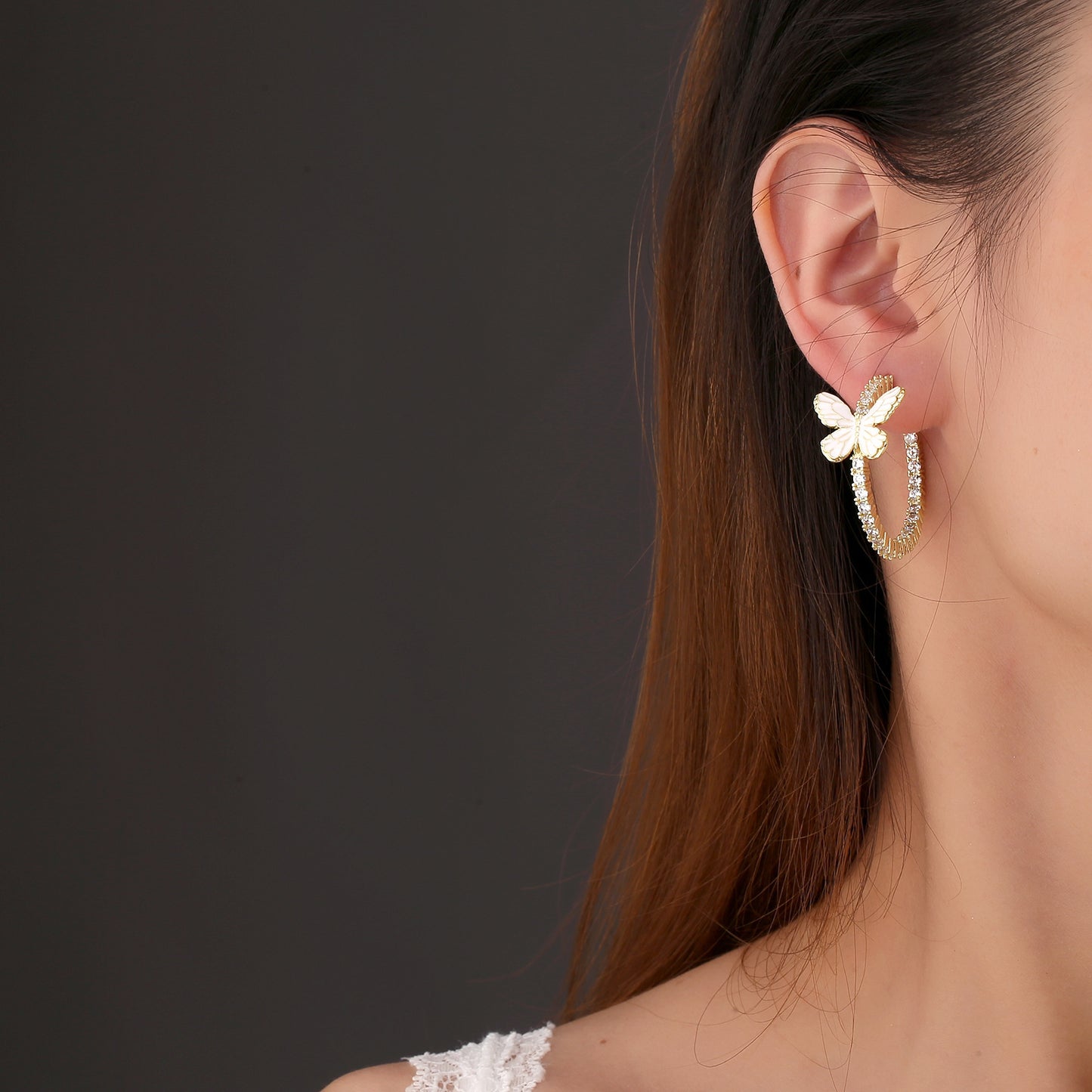 White Butterfly Earrings