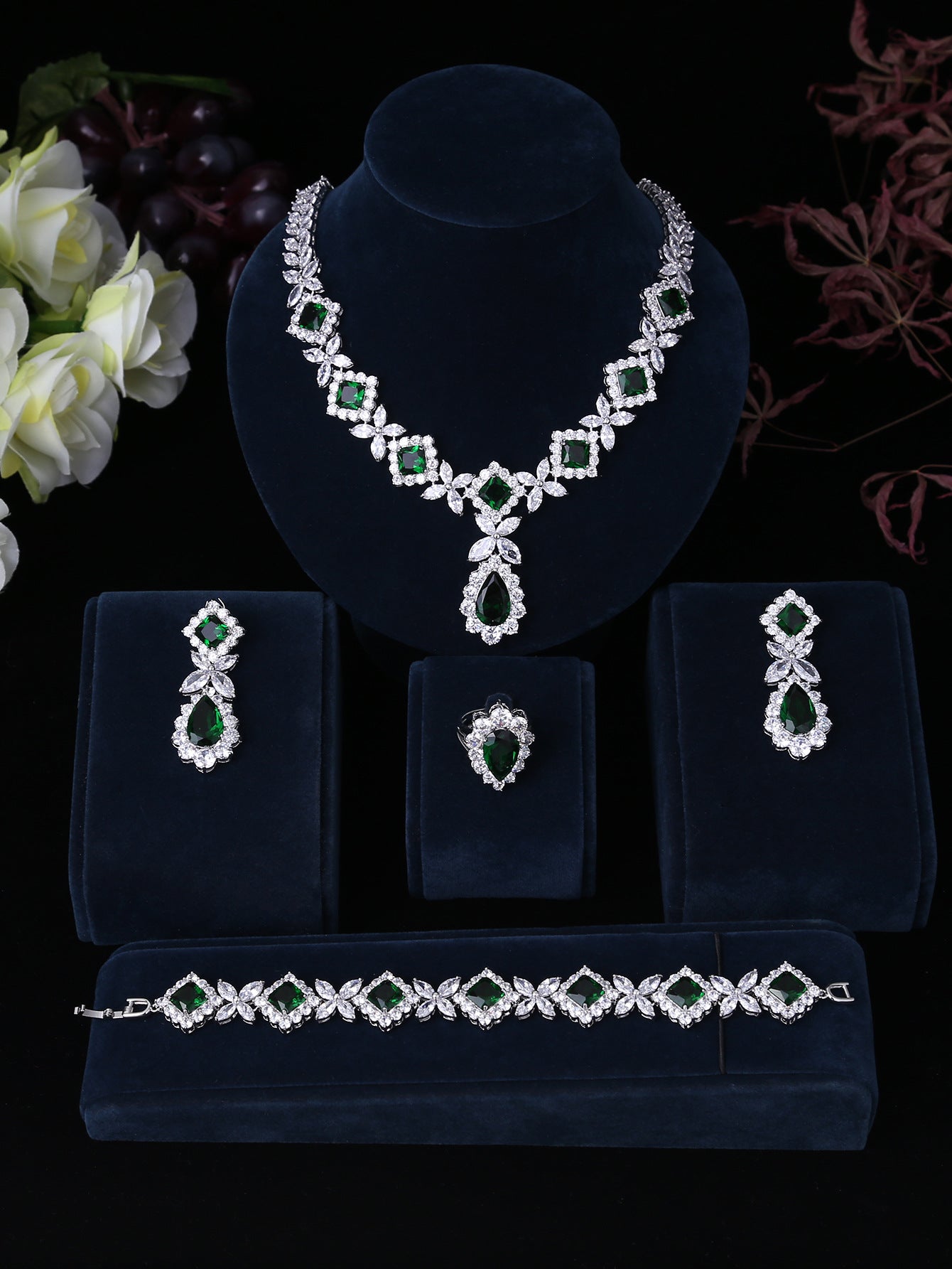 Luxury Necklace Earring Bracelet Ring Set
