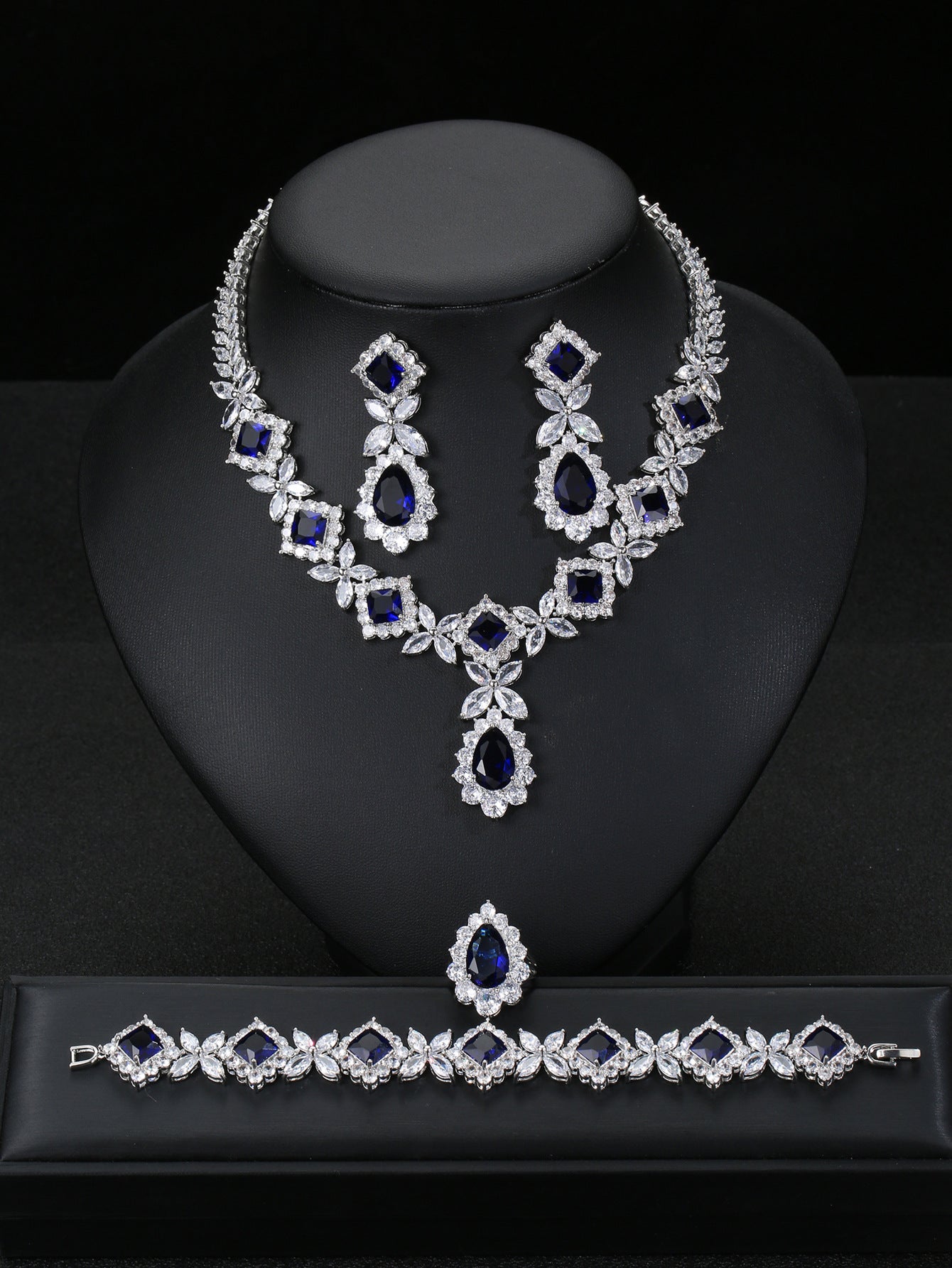 Luxury Necklace Earring Bracelet Ring Set