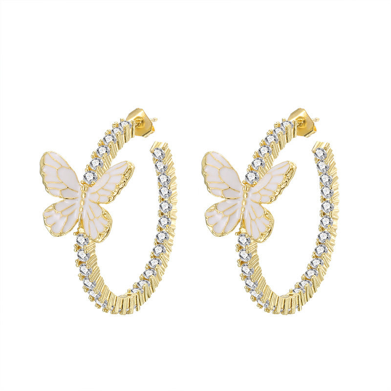 White Butterfly Earrings