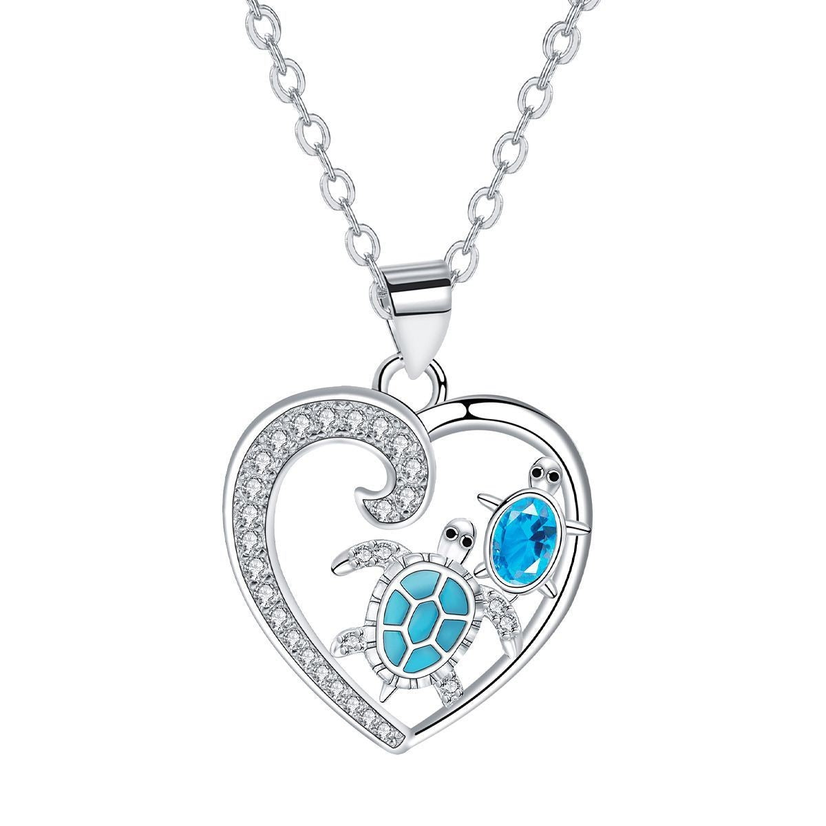 Turtle heart necklace
