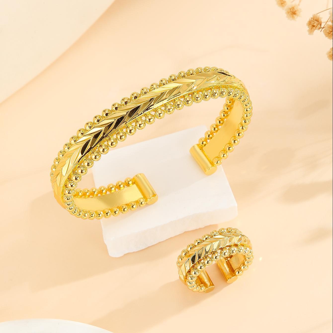 2 piece gold bracelet and ring set