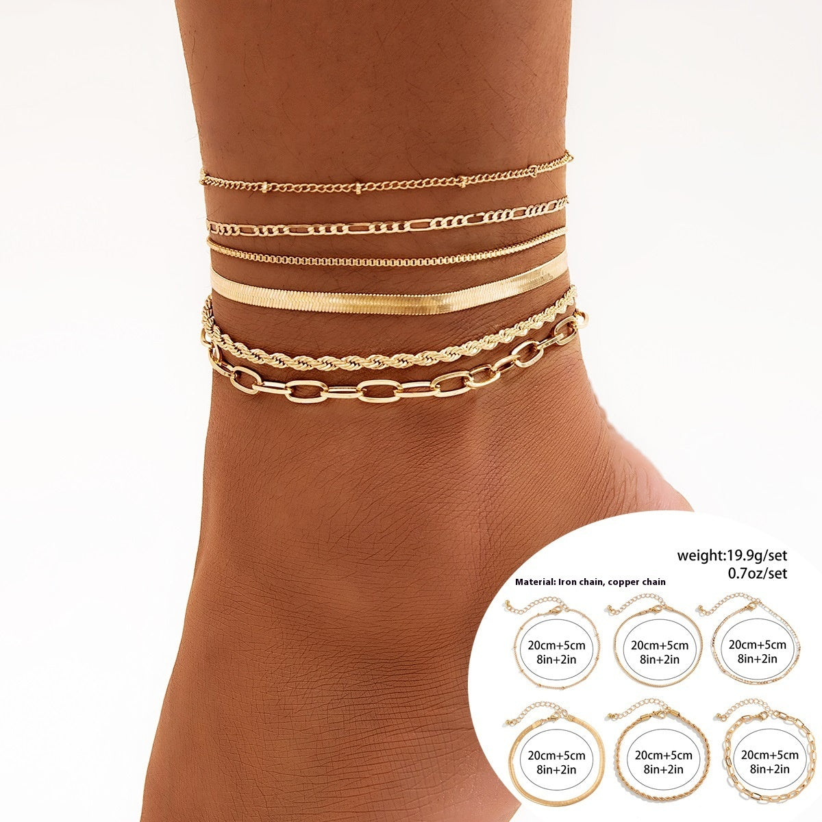 Rhinestone Beach Anklet Set