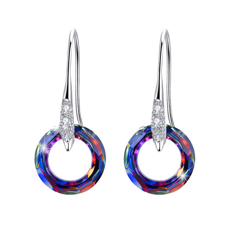 Silver Universe Ring with Diamond Ear Hook Earrings