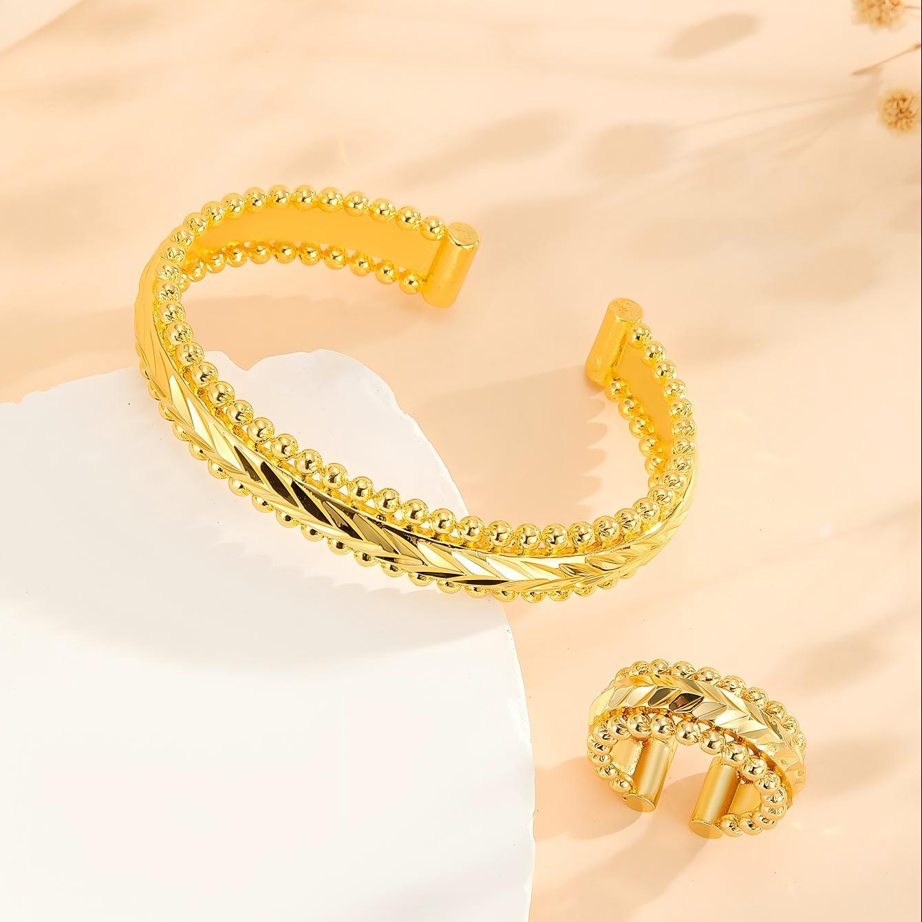 2 piece gold bracelet and ring set