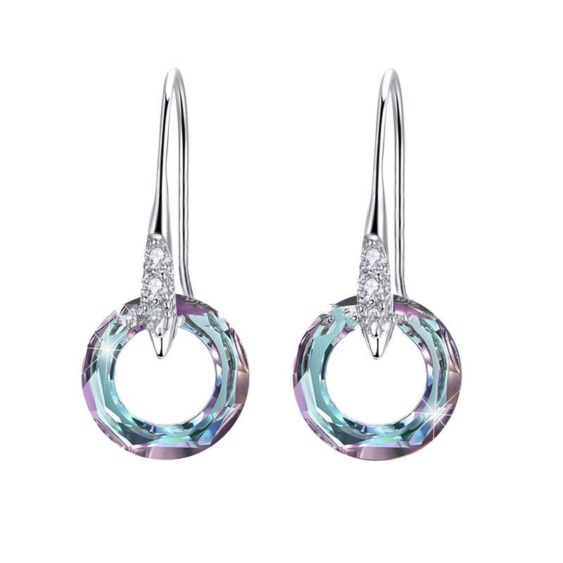 Silver Universe Ring with Diamond Ear Hook Earrings