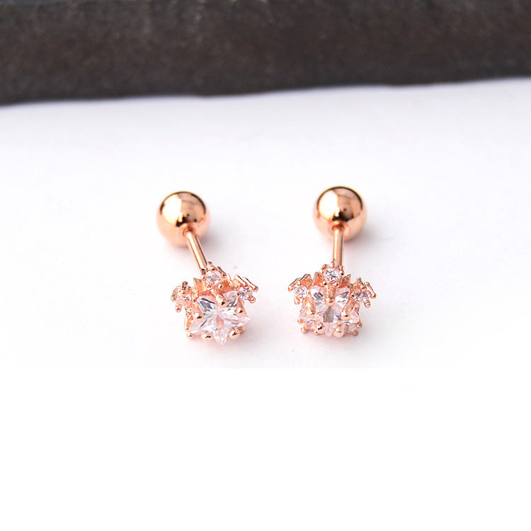 stud earrings with Full Diamond Stars and Snowflakes