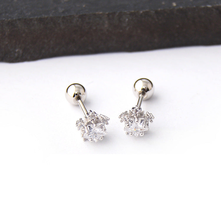 stud earrings with Full Diamond Stars and Snowflakes