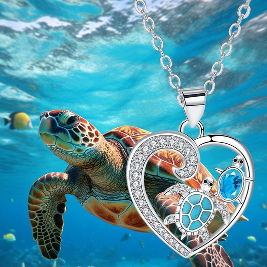 Turtle heart necklace