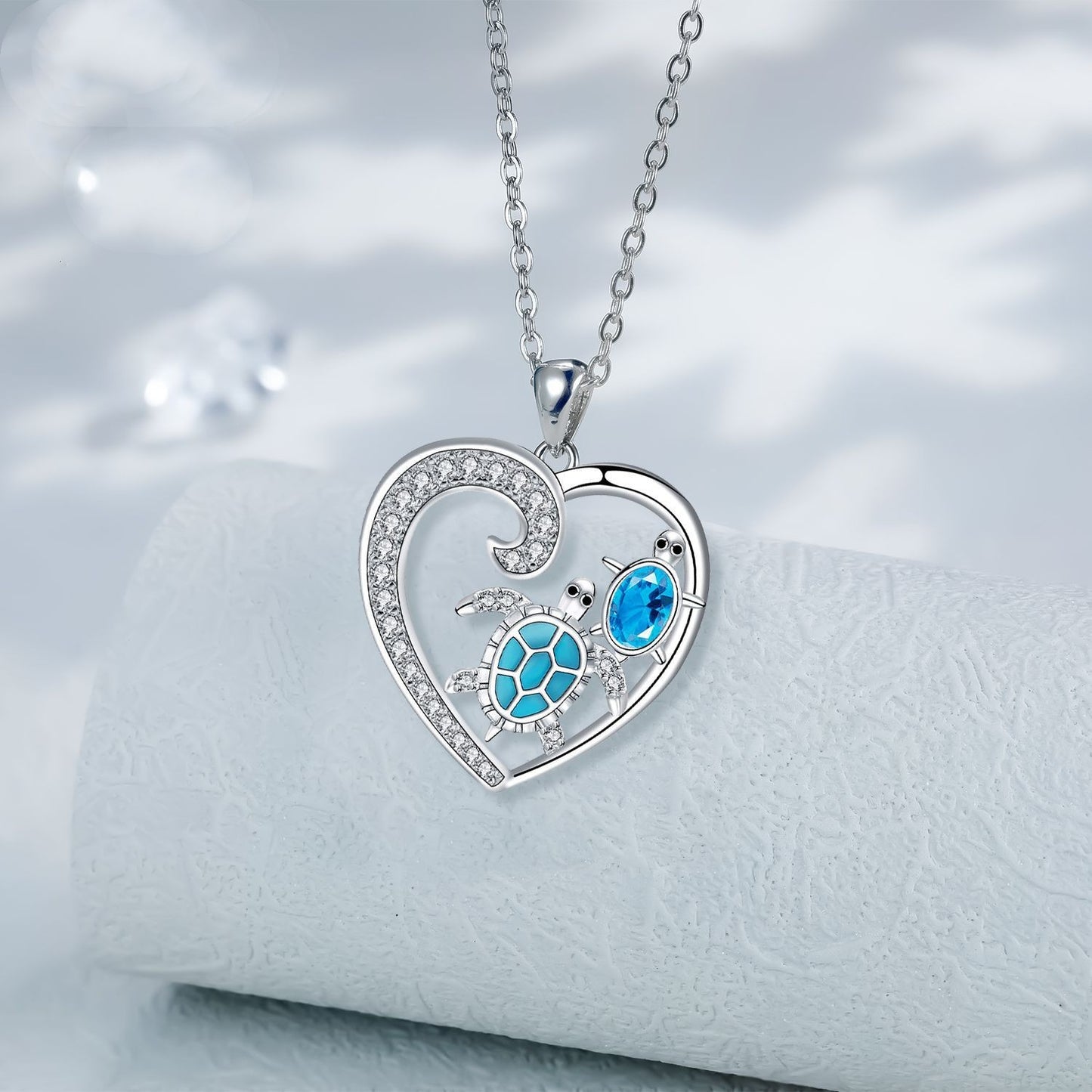 Turtle heart necklace