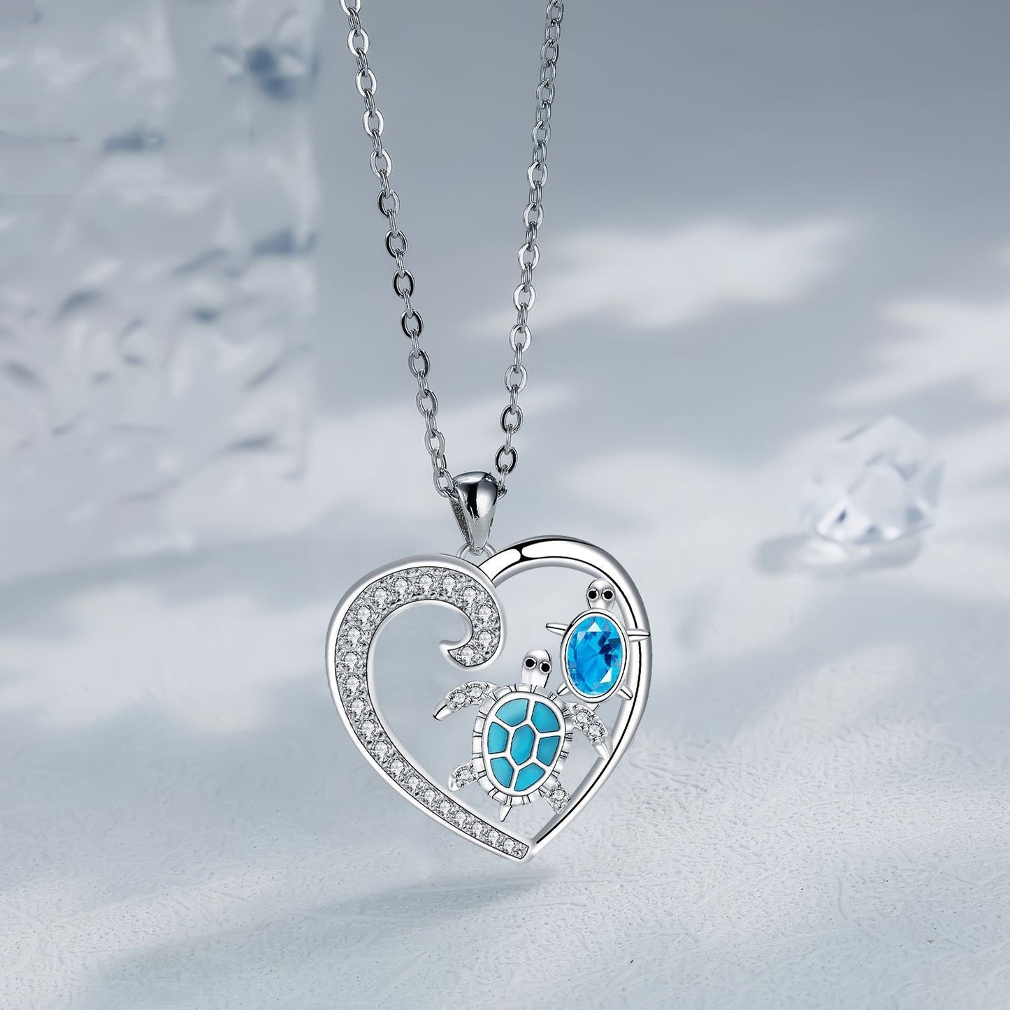 Turtle heart necklace