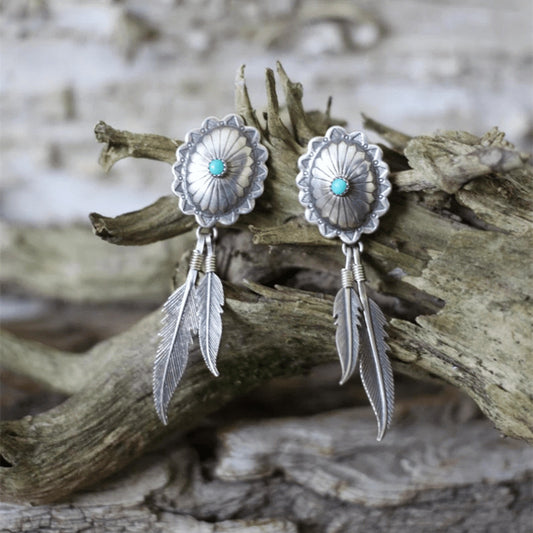 Retro Feather Pendant Earrings