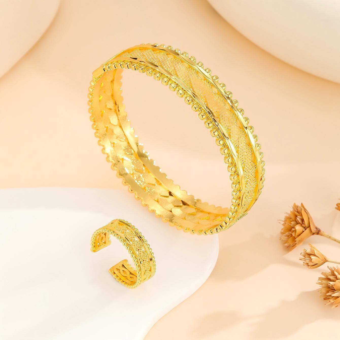 2 piece gold bracelet and ring set