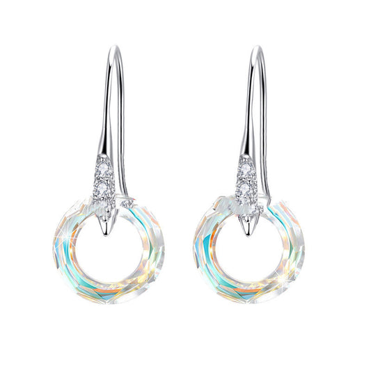 Silver Universe Ring with Diamond Ear Hook Earrings