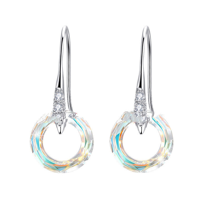Silver Universe Ring with Diamond Ear Hook Earrings